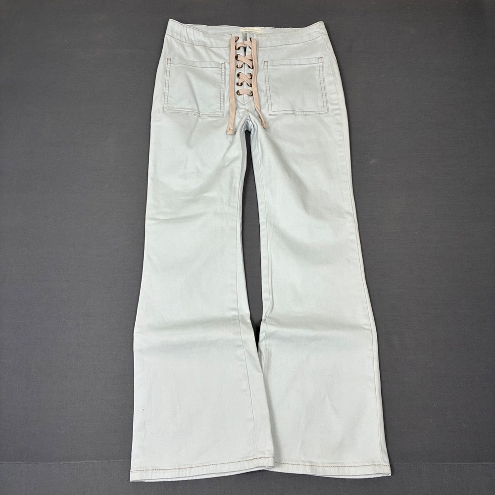 Urban Outfitters Lace Up Flared Pants Women's Size 0 (27x27) Off White